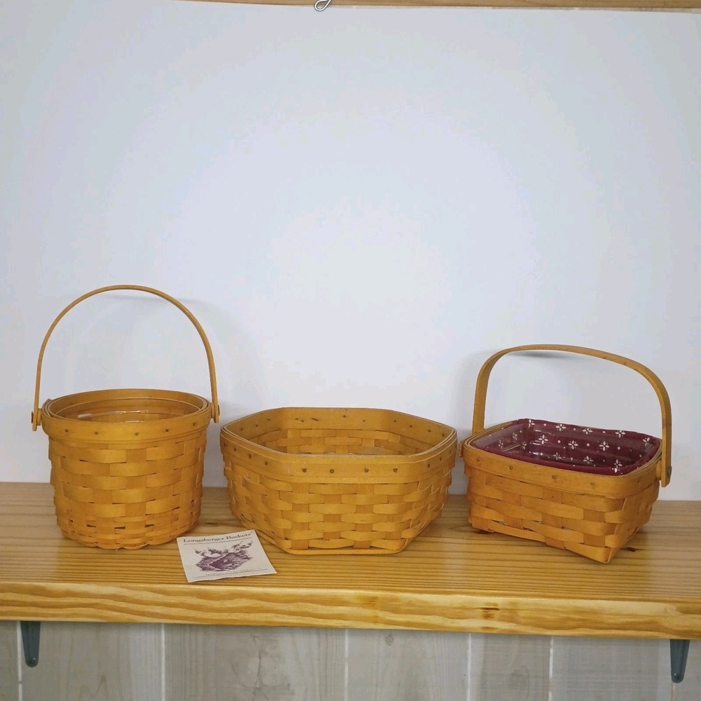 Longaberger Basket Lot of 3 Small Hexagon Square Round Plastic Protectors Liner